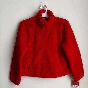 Wondershop Target Women's Faux Shearling Fleece Half Zip Pullover - Red Small